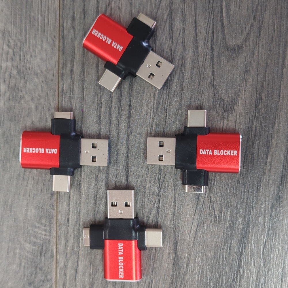Universal USB Data Blocker Adapter -4 Pack Red